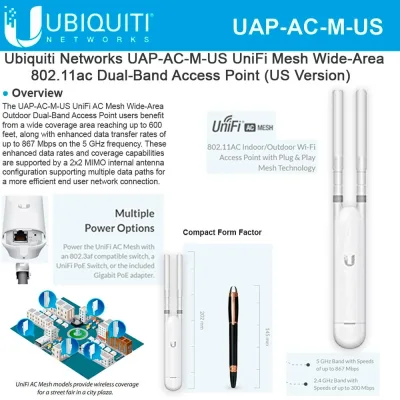 UAP-AC-M-US - Ubiquiti UniFi AC Mesh IEEE 802.11ac 1300Mbit/s Wireless Access Point