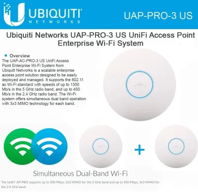 UAP-PRO-3-USA - Ubiquiti UniFi IEEE 802.11a/b/g/n 450Mbit/s Wireless Access Point