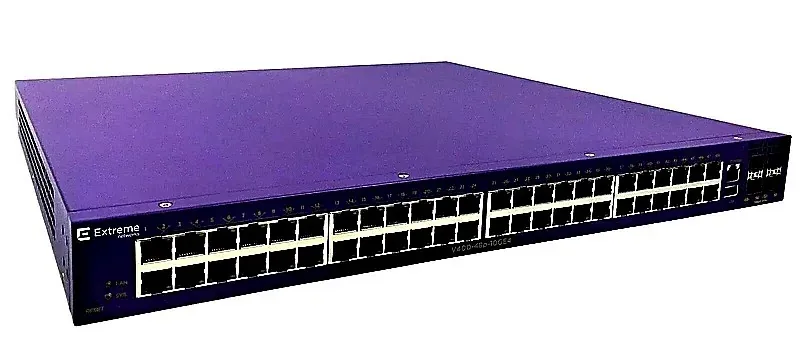 Extreme V400-48P-10GE4 Extreme Networks V400-48P-10GE4 Extreme Switching 48x1000Base-T PoE+, 4x1000/10GBaseX unpopulated SFP+ Ports, Fixed Power Supply and Fans. In Stock