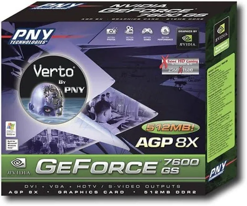 VCG76512SAXB - PNY GeForce 7600GS 512MB 128-Bit GDDR2 AGP 4X/8X Video Graphics Card