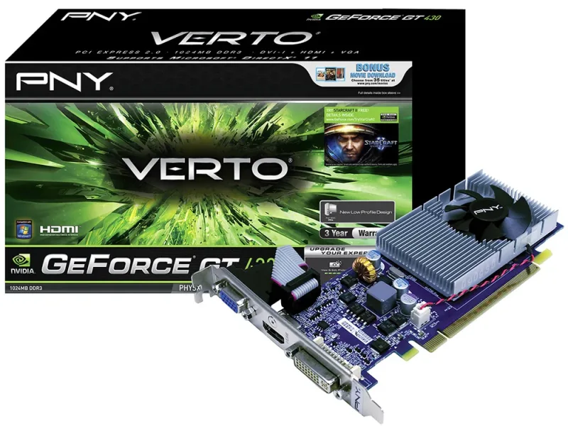 VCGGT4301XPB - PNY Tech PNY nVidia GeForce GT 430 1GB GDDR3 PCI Express 2.0 Video Graphics Card