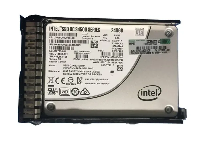 VK000240GWJPD - HP 240GB SATA 6Gb/s 2.5-inch Solid State Drive for ProLiant DL120 G9 /DL160 G9