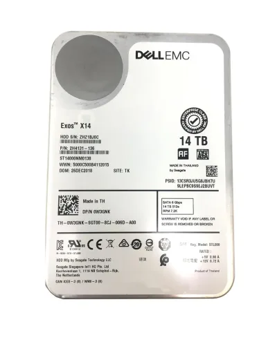 W3GNK - Dell 14TB 7200RPM SATA 6Gb/s 256MB Cache Hot-Pluggable 3.5-inch Hard Drive
