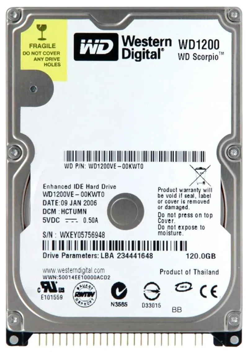 WD1000VE-00KUTO - Western Digital Scorpio 100GB 5400RPM ATA-100 8MB Cache 2.5-inch Hard Drive