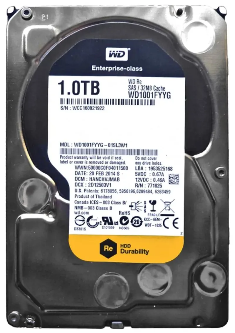 WD1001FYYG-015L3W0 - Western Digital RE 1TB 7200RPM SAS 6Gb/s 32MB Cache 3.5-inch Hard Drive