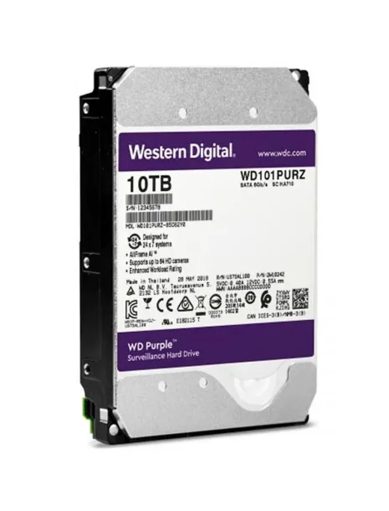 WD101PURZ - Western Digital Purple 10TB 7200RPM SATA 6Gb/s 256MB Cache 3.5-inch Surveillance Hard Drive