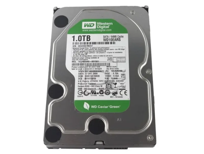 WD10EADS-65P6B0 - Western Digital Caviar Green 1TB 5400RPM SATA 3Gb/s 32MB Cache 3.5-inch Hard Drive