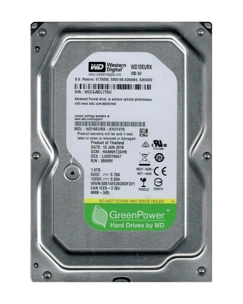 WD10EURX-61UY4Y0 - Western Digital AV-GP 1TB 5400RPM SATA 6Gb/s 64MB Cache 3.5-inch Hard Drive