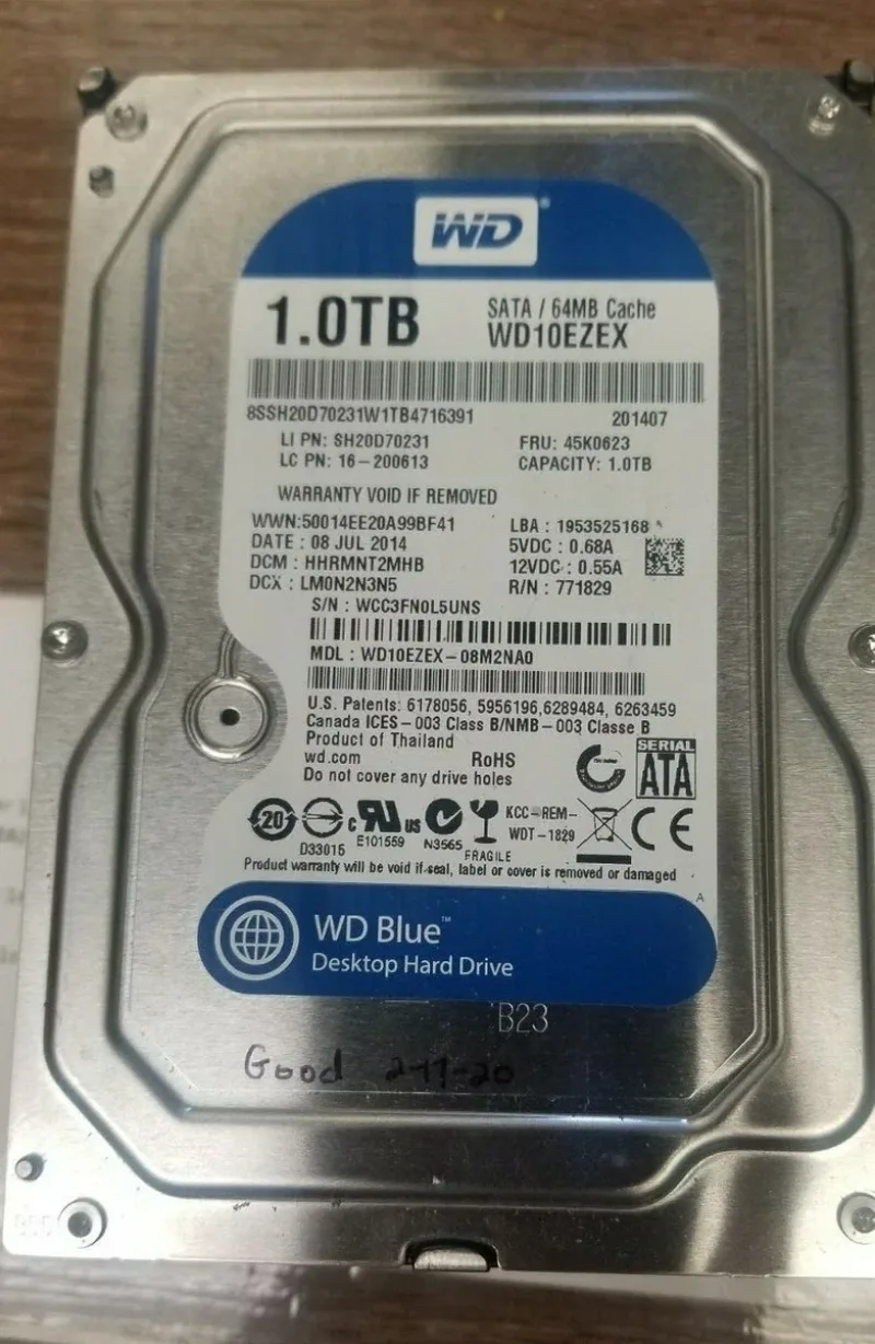 WD10EZEX-00ER1A0 - Western Digital Blue 1TB 7200RPM SATA 6Gb/s 64MB Cache 3.5-inch Hard Drive