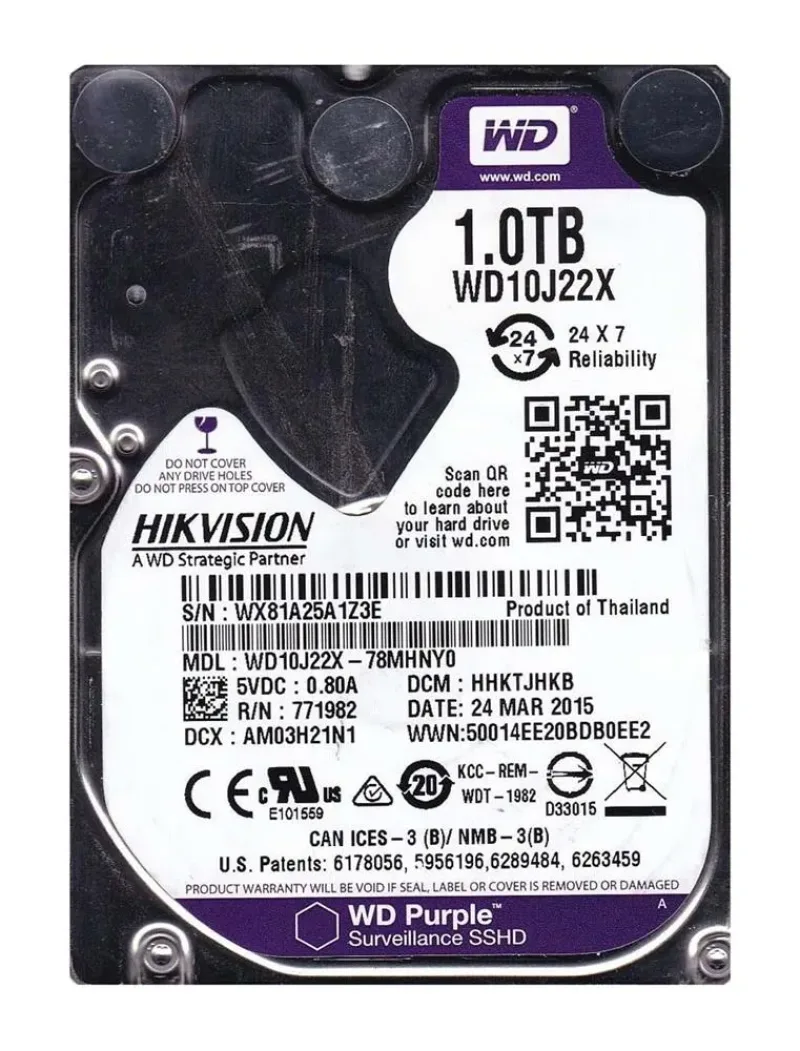 WD10J22X - Western Digital Purple 1TB 5400RPM SATA 6Gb/s 16MB Cache 16GB 2.5-inch Hybrid Hard Drive