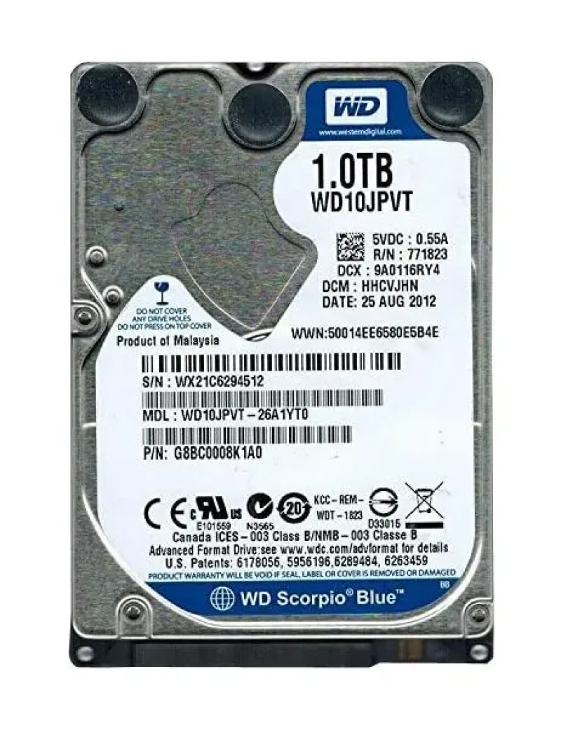 WD10JPVT-26A1YT0 - Western Digital Scorpio Blue 1TB 5400RPM SATA 3Gb/s 8MB Cache 2.5-inch Hard Drive