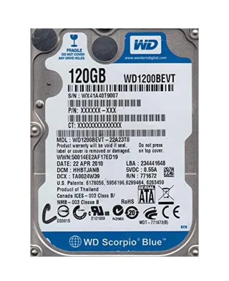 WD1200BEVE - Western Digital Scorpio Blue 120GB 5400RPM ATA-100 8MB Cache 2.5-inch Hard Drive