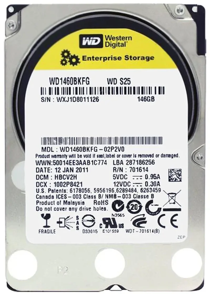 Western WD1460BKFG-70P2V0 Western Digital WD1460BKFG-70P2V0 S25 147GB 10000RPM SAS 6Gb/s 16MB Cache 2.5-Inch Enterprise Hard Drive with Tray. In Stock