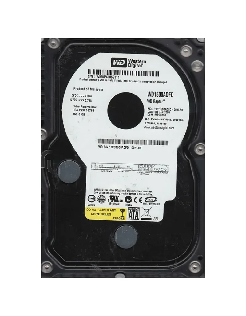WD1500ADFD-00NLR0 - Western Digital Raptor 150GB 10000RPM SATA 1.5Gb/s 16MB Cache 3.5-inch Hard Drive