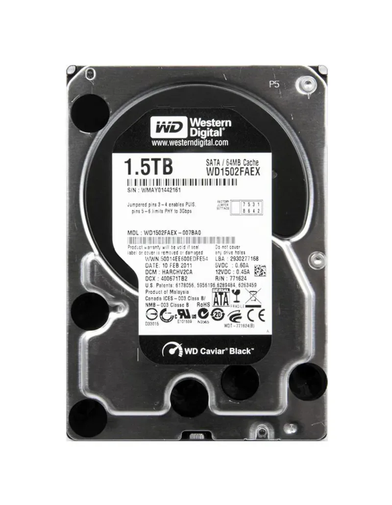 WD1502FAEX - Western Digital Caviar Black 1.5TB 7200RPM SATA 6Gb/s 64MB Cache 3.5-inch Hard Drive