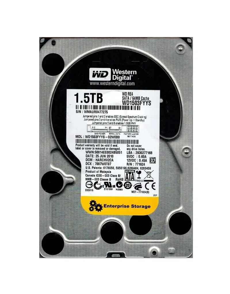 WD1503FYYS - Western Digital RE4 1.5TB 7200RPM SATA 3Gb/s 64MB Cache 3.5-inch Hard Drive