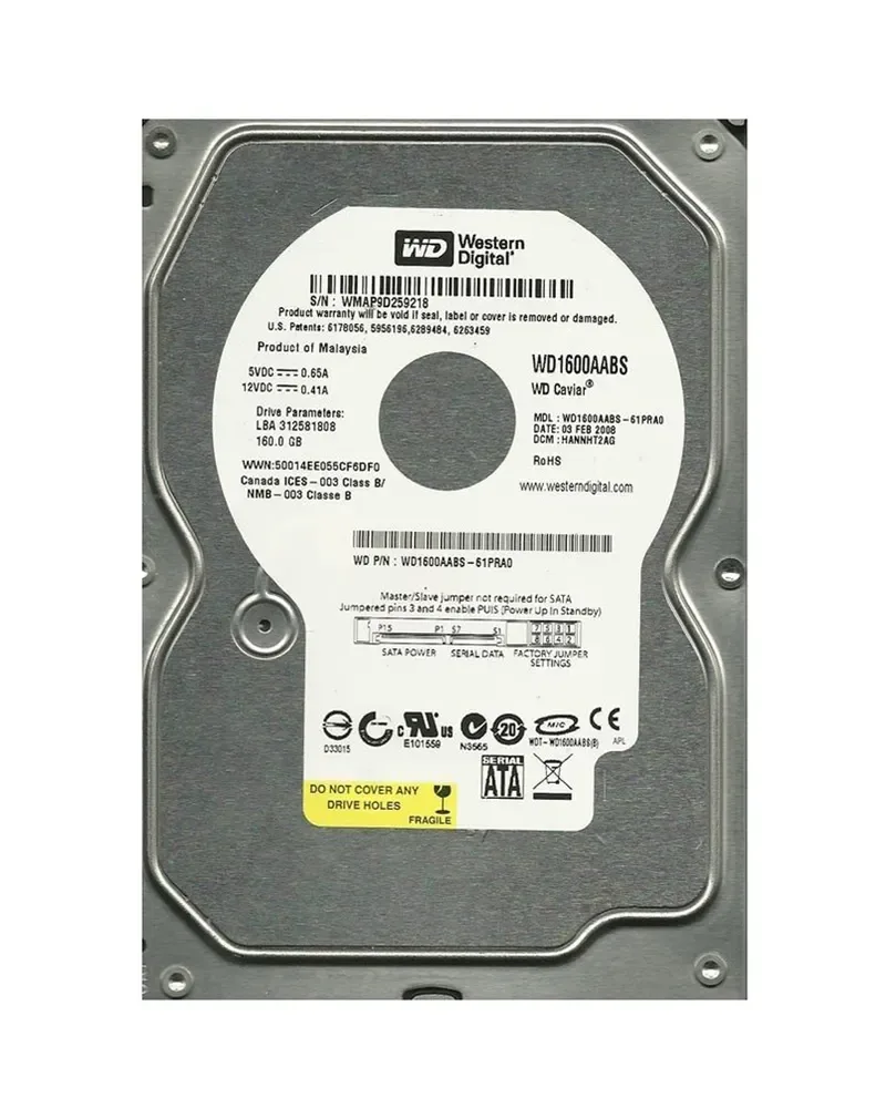 WD1600AABS - Western Digital Caviar 160GB 7200RPM SATA 3Gb/s 2MB Cache 7-Pin 3.5-inch Hard Drive