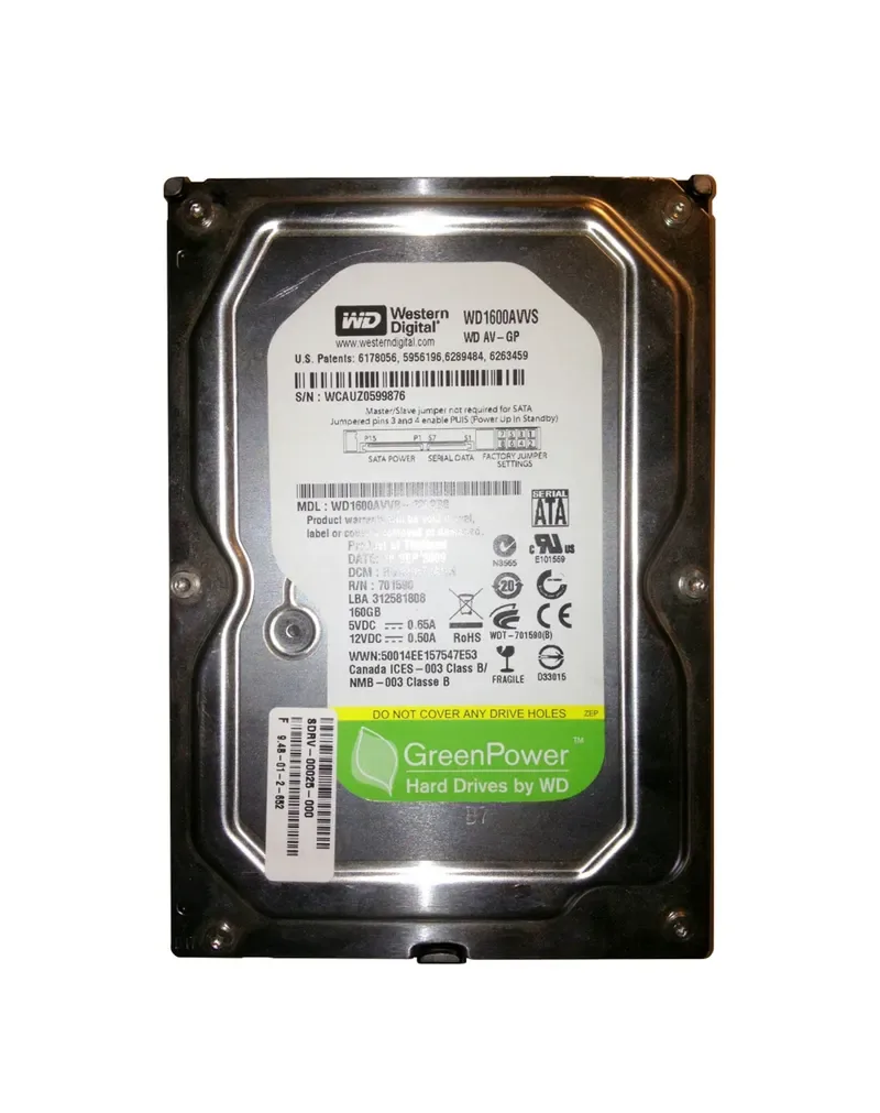 WD1600AVVS - Western Digital AV-GP 160GB 7200RPM SATA 3Gb/s 7-Pin 8MB Cache 3.5-inch Hard Drive