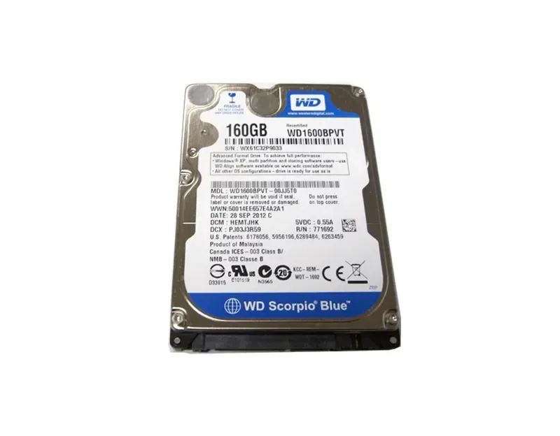 WD1600BPVT - Western Digital Scorpio Blue 160GB 5400RPM SATA 3Gb/s 8MB Cache 2.5-inch Hard Drive