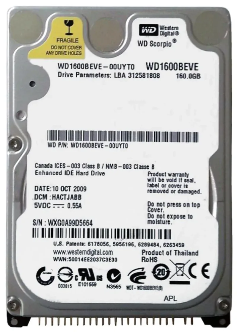 WD1600EVE - Western Digital Scorpio 160GB 5400RPM ATA-100 8MB Cache 2.5-inch Hard Drive