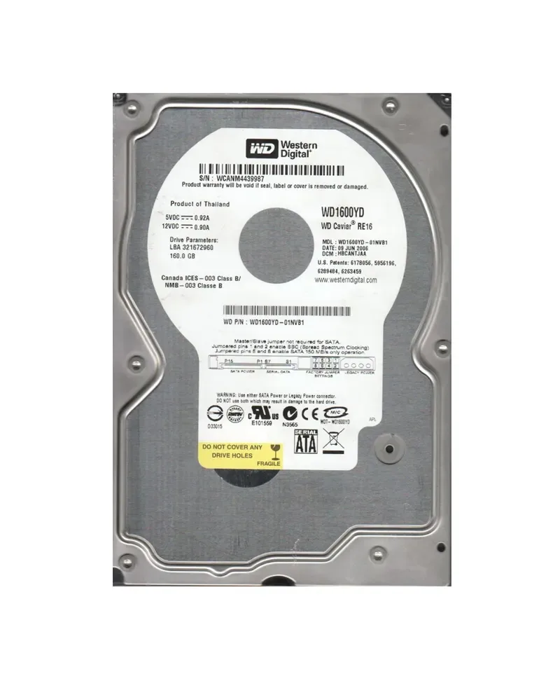 WD1600YD - Western Digital Caviar RE16 160GB 7200RPM SATA 3Gb/s 16MB Cache 7-Pin 3.5-inch Hard Drive