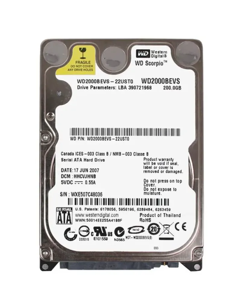WD2000BEVS - Western Digital Scorpio 200GB 5400RPM SATA 1.5Gb/s 8MB Cache 2.5-inch Hard Drive