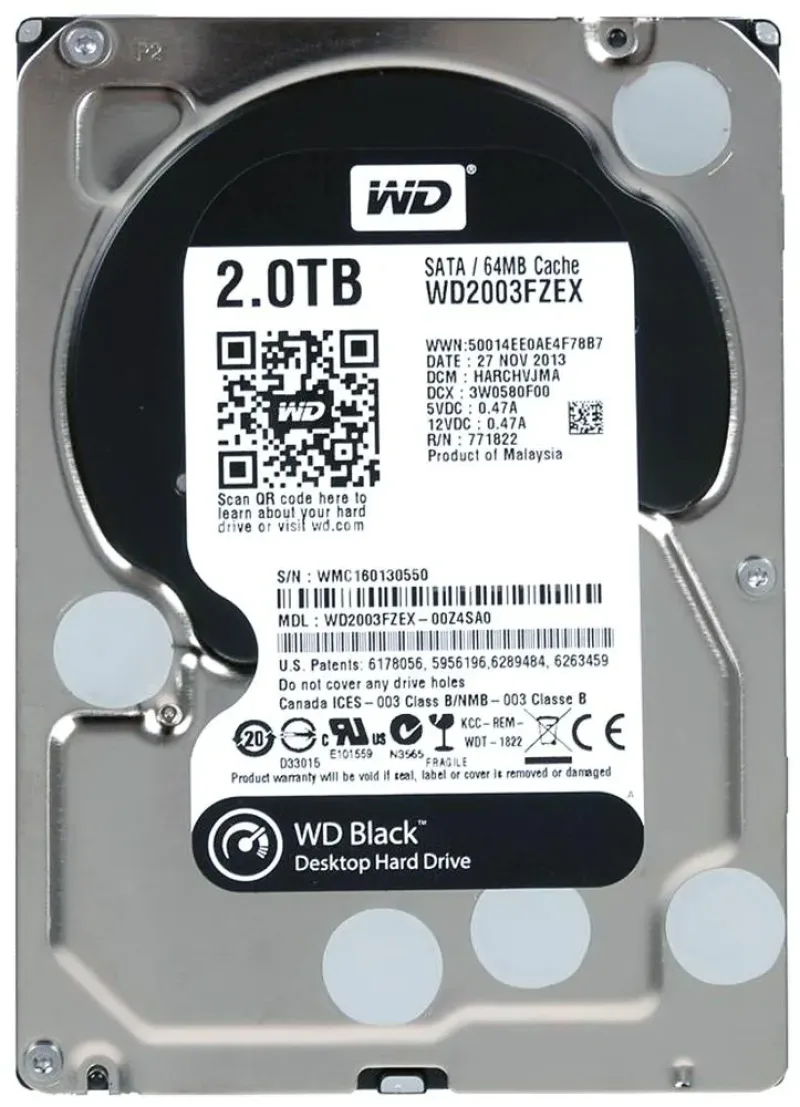 WD2003FZEX-00Z4SA0 - Western Digital Black 2TB 7200RPM SATA 6Gb/s 64MB Cache 3.5-inch Hard Drive