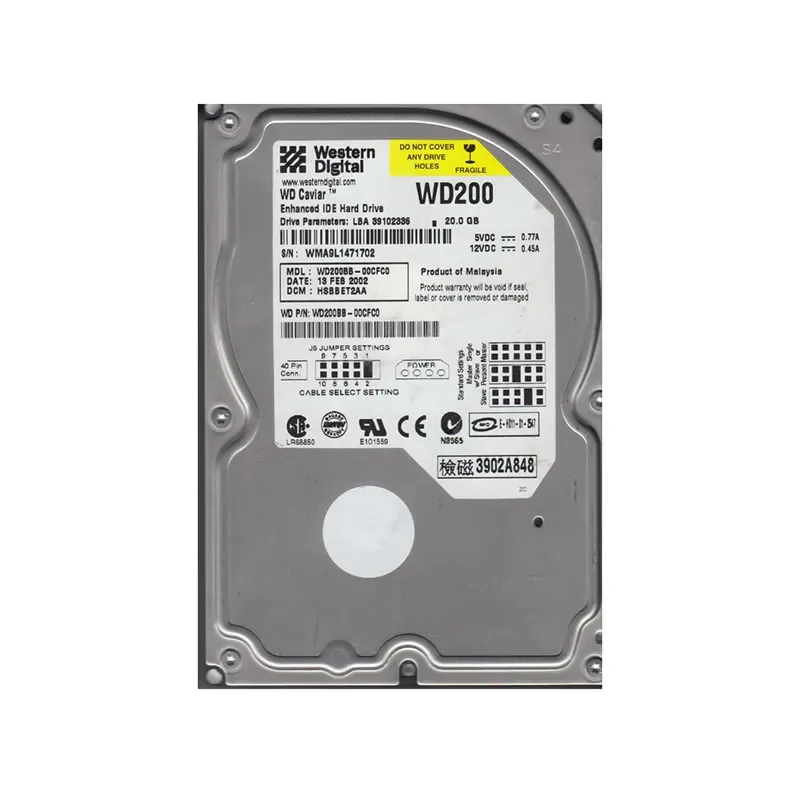 WD200BB-00CFC0 - Western Digital Caviar 20GB 7200RPM ATA-100 2MB Cache 3.5-inch Hard Drive