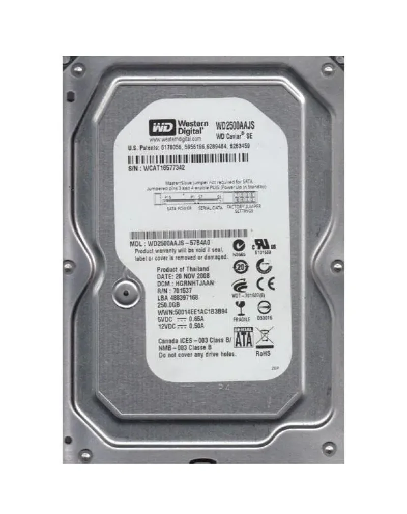 WD2500AAJS-57B4A0 - Western Digital Caviar Blue 250GB 7200RPM SATA 3Gb/s 8MB Cache 3.5-inch Hard Drive
