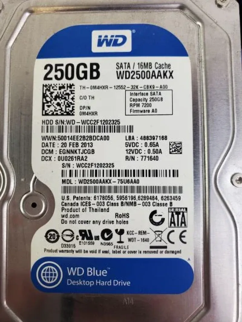 WD2500AAKX-00U6AA0 - Western Digital 250GB 7200RPM SATA 6Gb/s 16MB Cache 3.5-inch Hard Drive