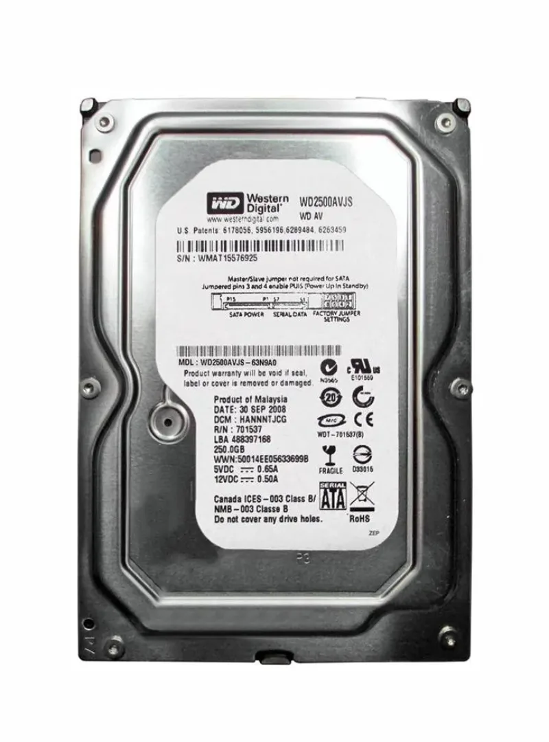 WD2500AVJS-63N9A0 - Western Digital AV 250GB 7200RPM SATA 3Gb/s 8MB Cache 3.5-inch Hard Drive