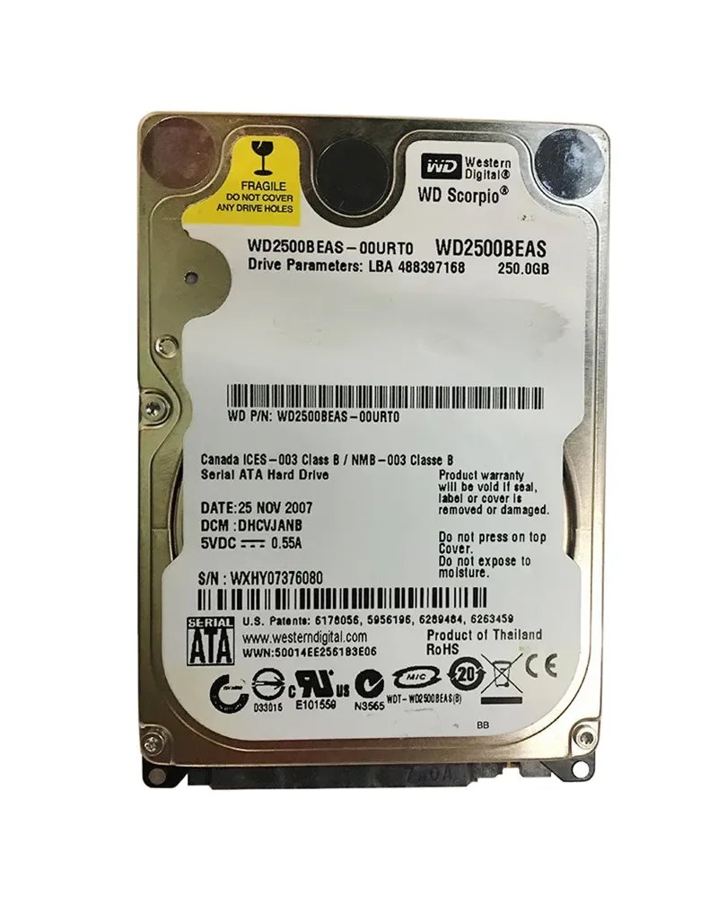 WD2500BEAS - Western Digital Scorpio 250GB 5400RPM SATA 1.5Gb/s 2MB Cache 2.5-inch Hard Drive