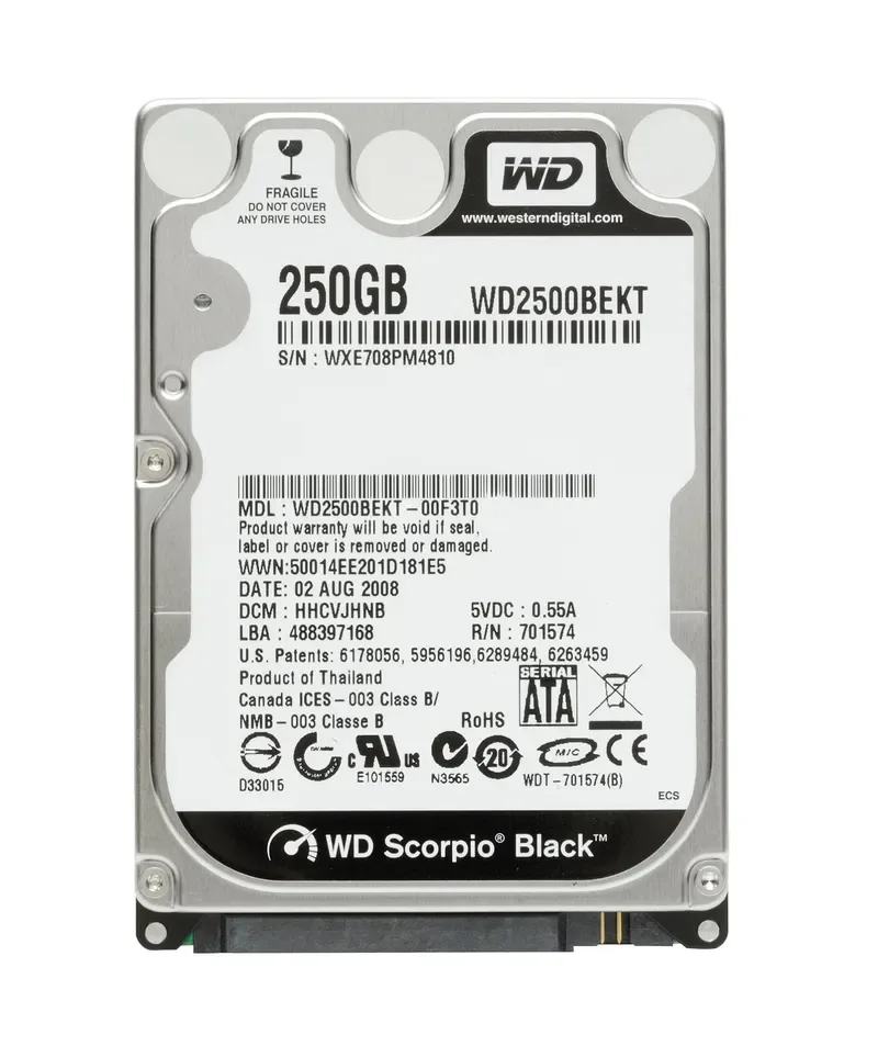 WD2500BEKT - Western Digital Scorpio Black 250GB 7200RPM SATA 3Gb/s 16MB Cache 2.5-inch Hard Drive