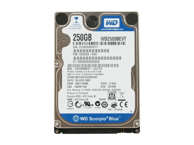 WD2500BEVS-60UST0 - Western Digital Scorpio Blue 250GB 5400RPM SATA 1.5Gb/s 8MB Cache 2.5-inch Hard Drive