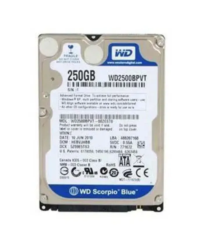 WD2500BPVT - Western Digital Scorpio Blue 250GB 5400RPM SATA 3Gb/s 8MB Cache 2.5-inch Hard Drive