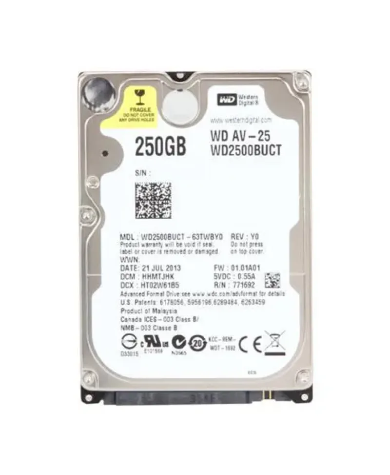 WD2500BUCT - Western Digital AV-25 250GB 5400RPM SATA 3Gb/s 16MB Cache 2.5-inch Hard Drive