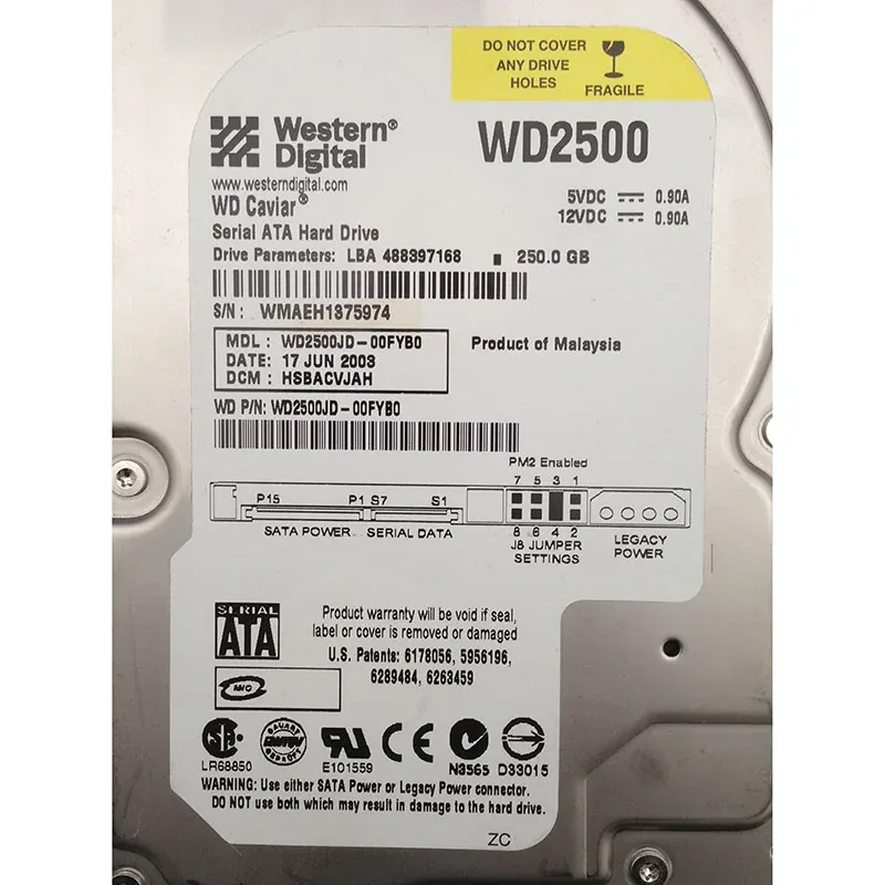 Western WD2500Y6-70SHB1 Western Digital WD2500Y6-70SHB1 250GB 3.5 SATA 7200RPM Hot-Pluggable Hard Drive. In Stock
