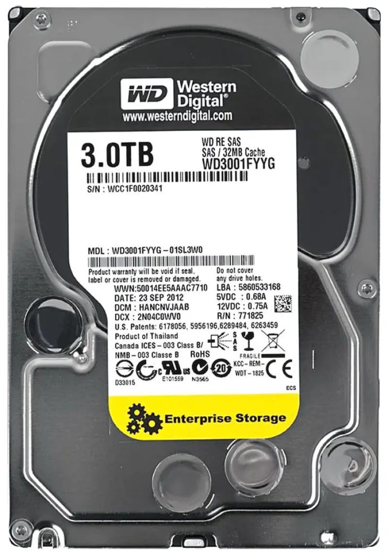 WD3001FYYG-01SL3W0 - Western Digital RE 3TB 7200RPM SAS 6Gb/s 32MB Cache 3.5-inch Hard Drive