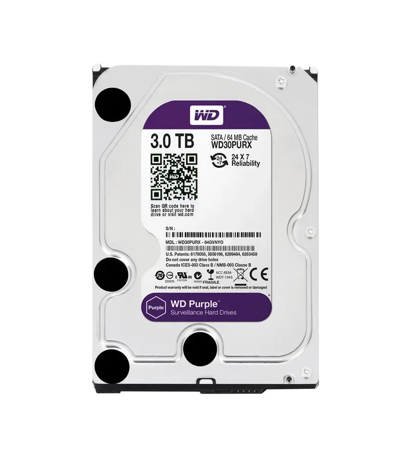 WD30PURX - Western Digital Purple 3TB 5400RPM SATA 6Gb/s 64MB Cache 3.5-inch Surveillance Hard Drive