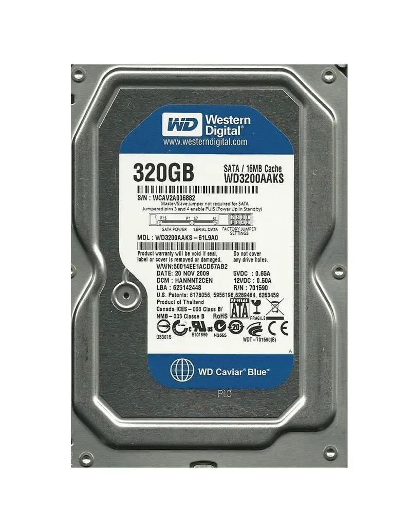 WD3200AAKS - Western Digital Caviar Blue 320GB 7200RPM SATA 3Gb/s 16MB Cache 3.5-inch Hard Drive