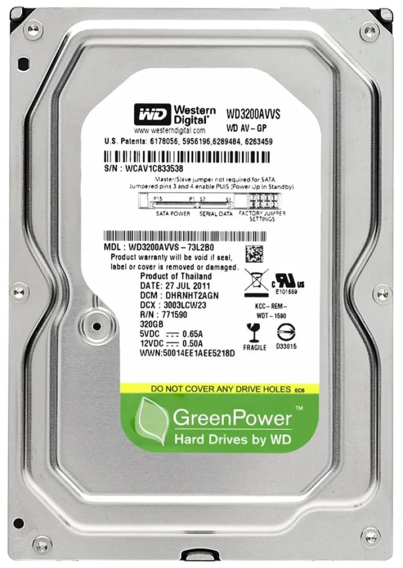 WD3200AVBSFR - Western Digital AV 320GB 7200RPM SATA 3Gb/s 2MB Cache 3.5-inch Hard Drive