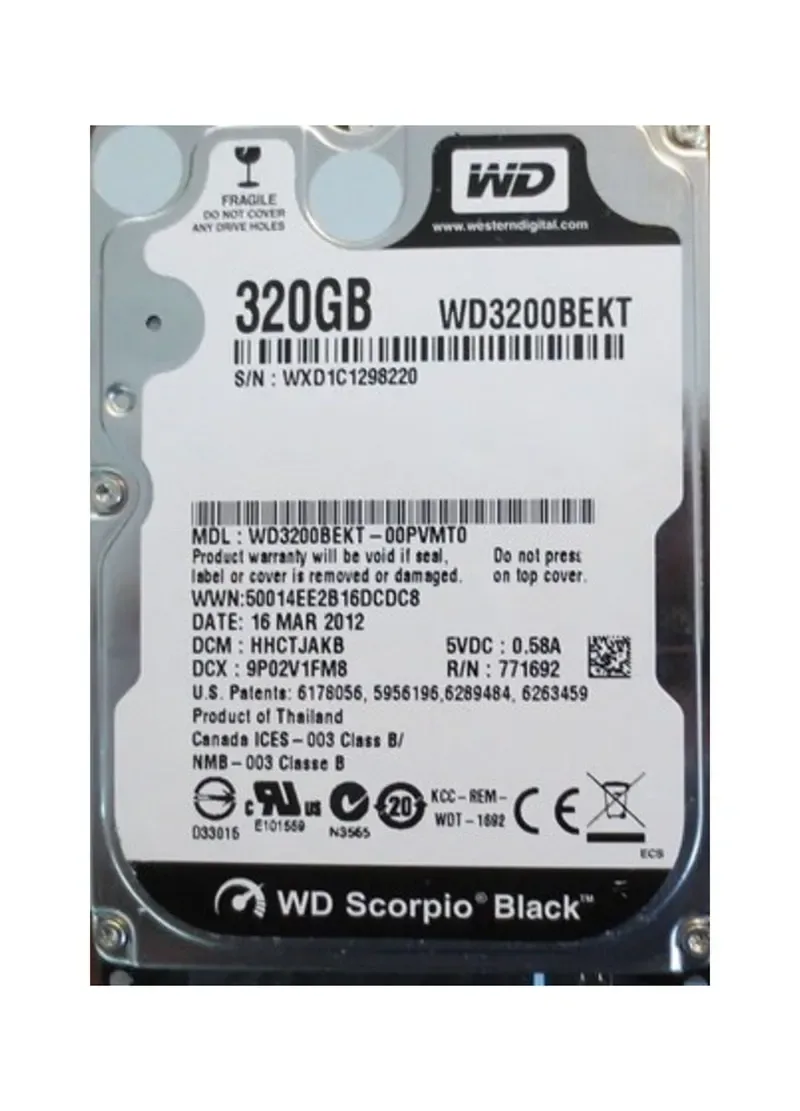 WD3200BEKT - Western Digital Scorpio Black 320GB 7200RPM SATA 3Gb/s 16MB Cache 2.5-inch Hard Drive