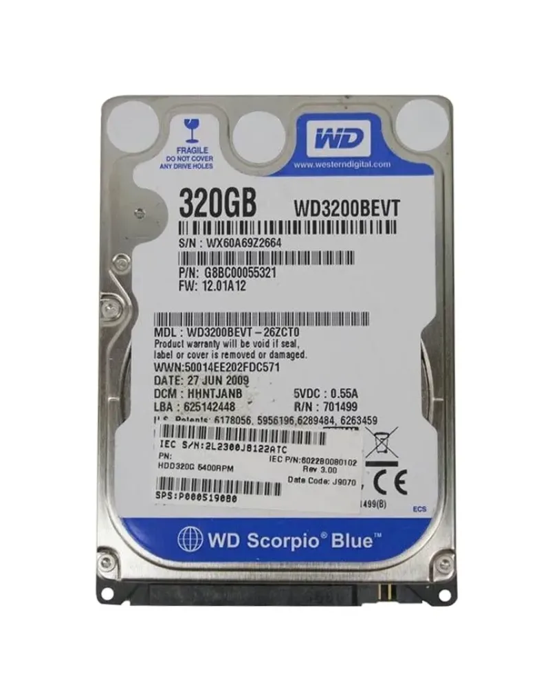WD3200BEVT - Western Digital Scorpio Blue 320GB 5400RPM SATA 3Gb/s 8MB Cache 2.5-inch Hard Drive
