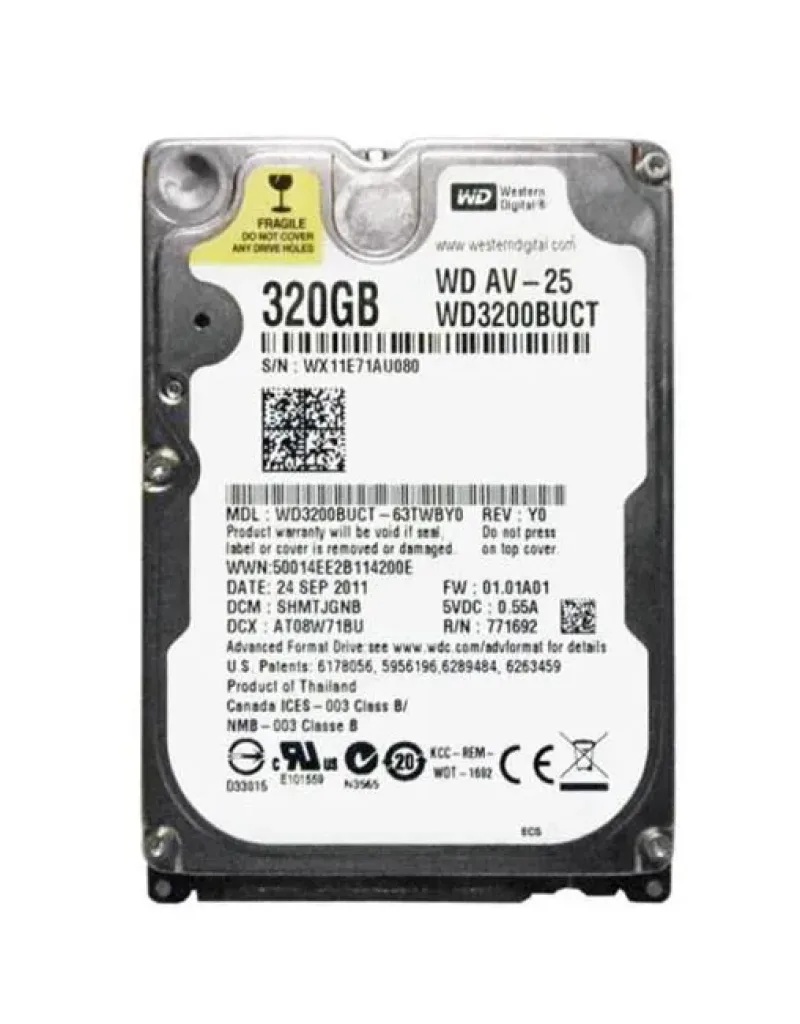 WD3200BUCT - Western Digital AV-25 320GB 5400RPM SATA 3Gb/s 7-Pin 16MB Cache 2.5-inch Hard Drive