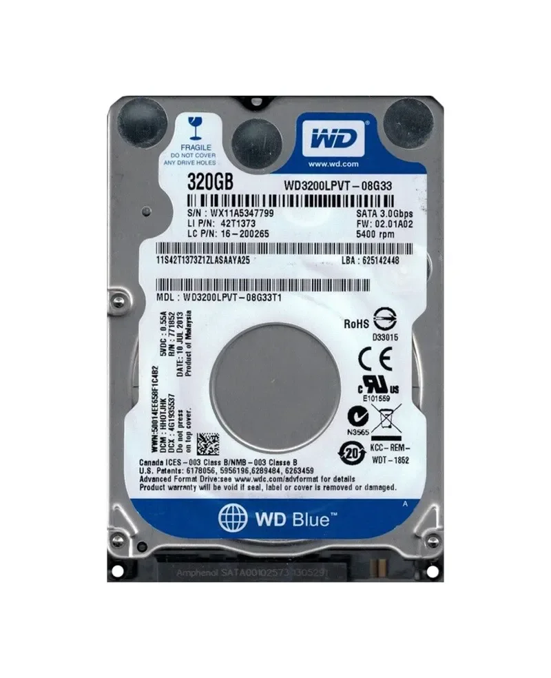 WD3200LPVT - Western Digital Scorpio Blue 320GB 5400RPM SATA 3Gb/s 8MB Cache 2.5-inch Hard Drive