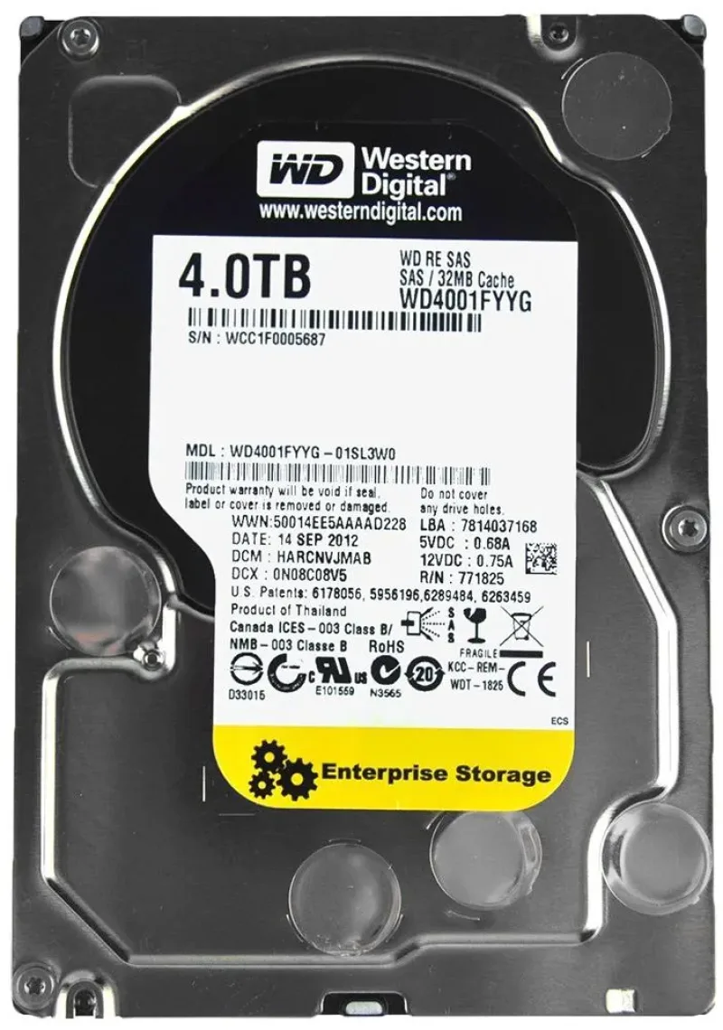 WD4001FYYG-01SL3W0 - Western Digital RE 4TB 7200RPM SAS 6Gb/s 32MB Cache 3.5-inch Hard Drive