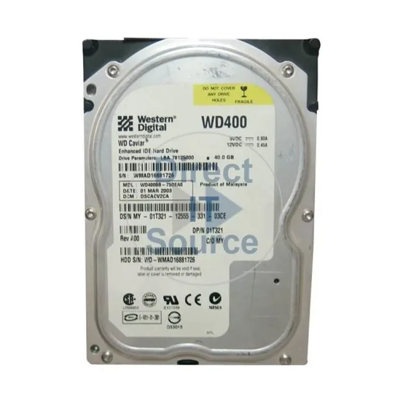 WD400BB-23DEA0 - Western Digital Caviar 40GB 7200RPM ATA-100 2MB Cache 3.5-inch Hard Drive