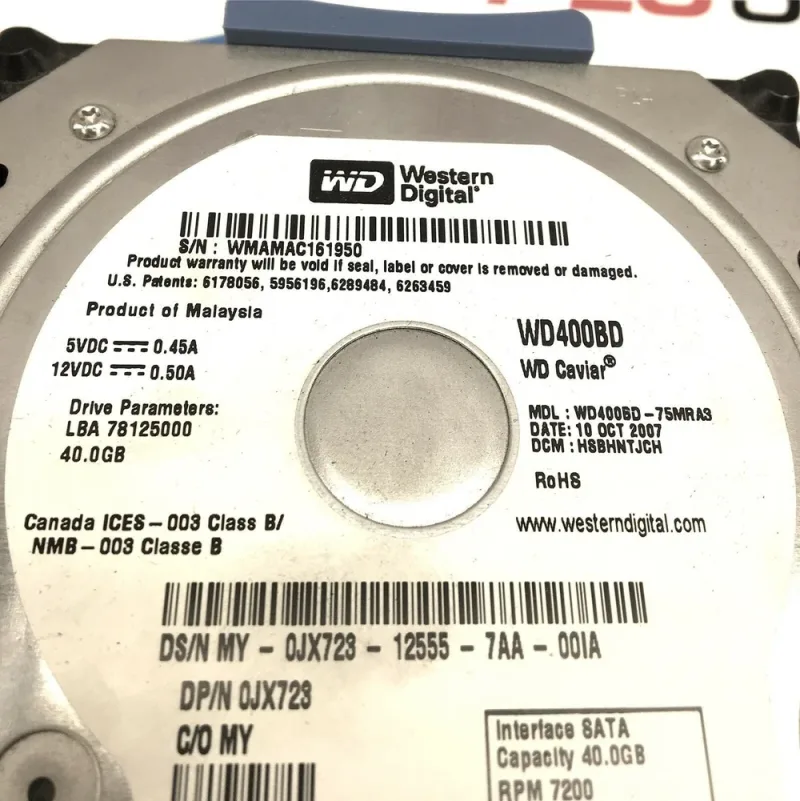 WD400BD-60LTA0 - Western Digital Caviar 40GB 7200RPM SATA 1.5Gb/s 2MB Cache 3.5-inch Hard Drive
