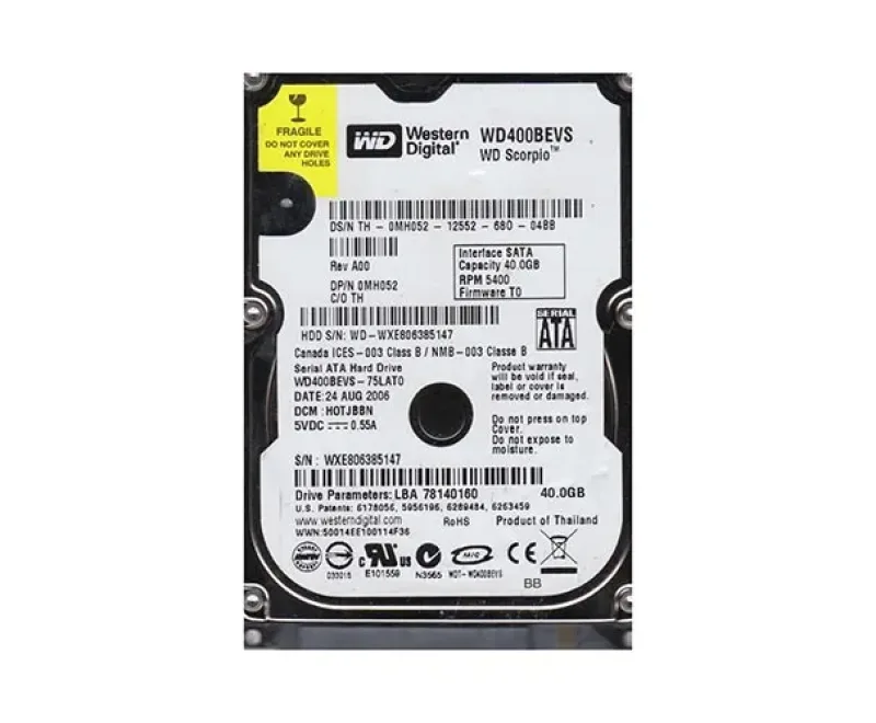 WD400BEVS - Western Digital Scorpio 40GB 5400RPM SATA 1.5Gb/s 8MB Cache 2.5-inch Hard Drive