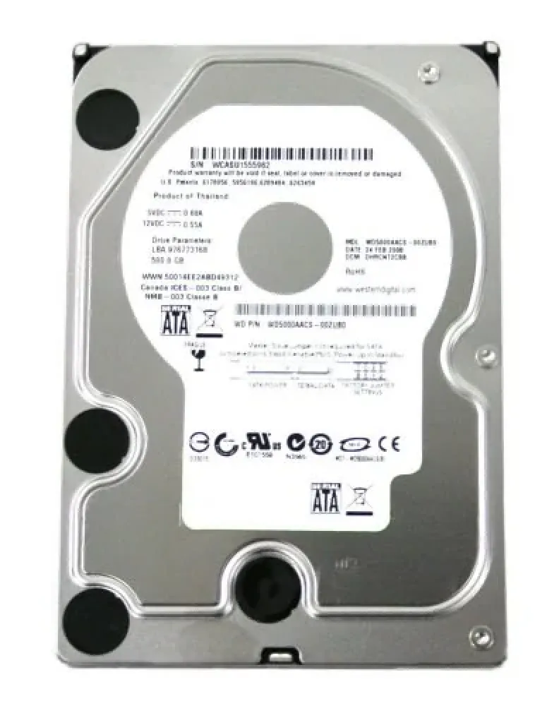 WD5000AACS-32ZUB0 - Western Digital Caviar Green 500GB 7200RPM SATA 3Gb/s 7-Pin 16MB Cache 3.5-inch Hard Drive